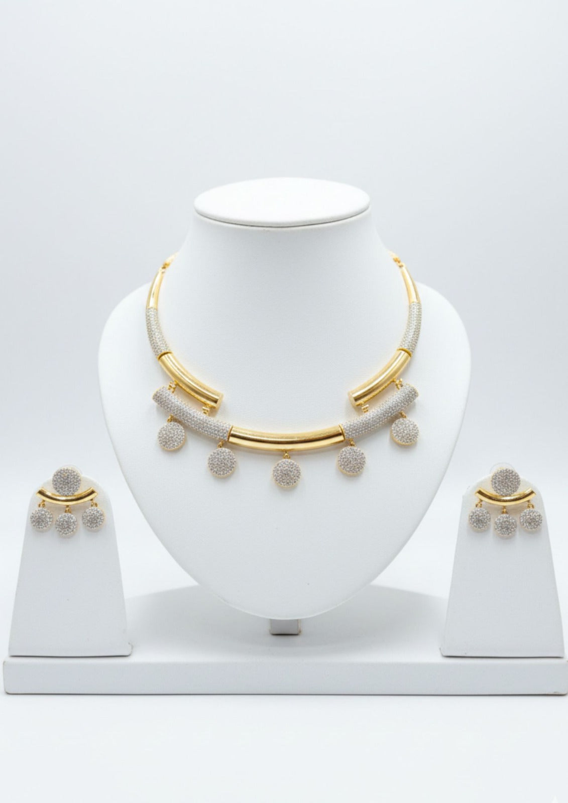 Gold necklace with matching earrings