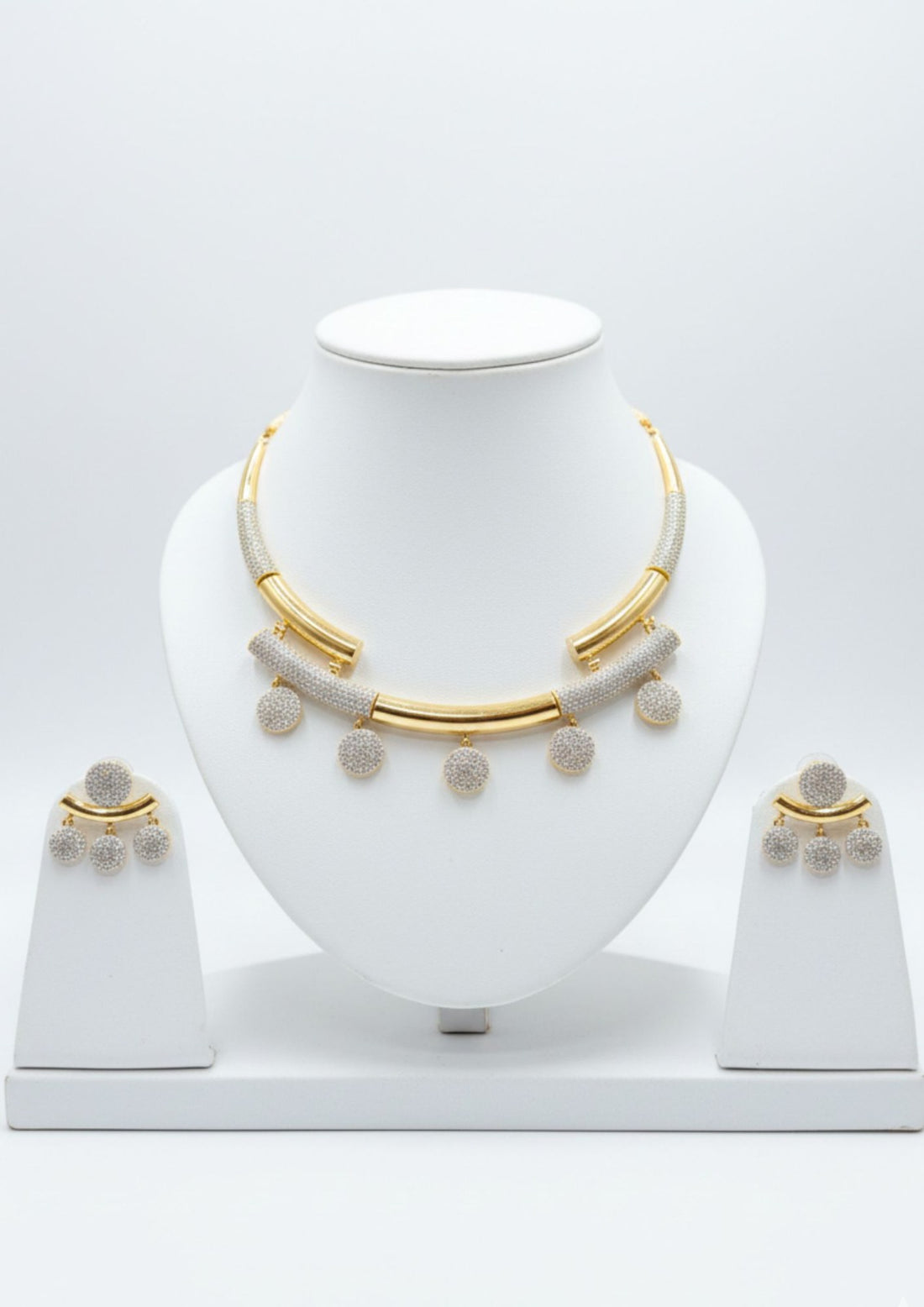 Gold necklace with matching earrings